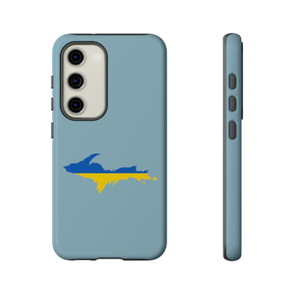 Michigan Upper Peninsula Tough Phone Case (Opal Blue w/ UP Ukraine Flag Outline) | Samsung & Pixel Android