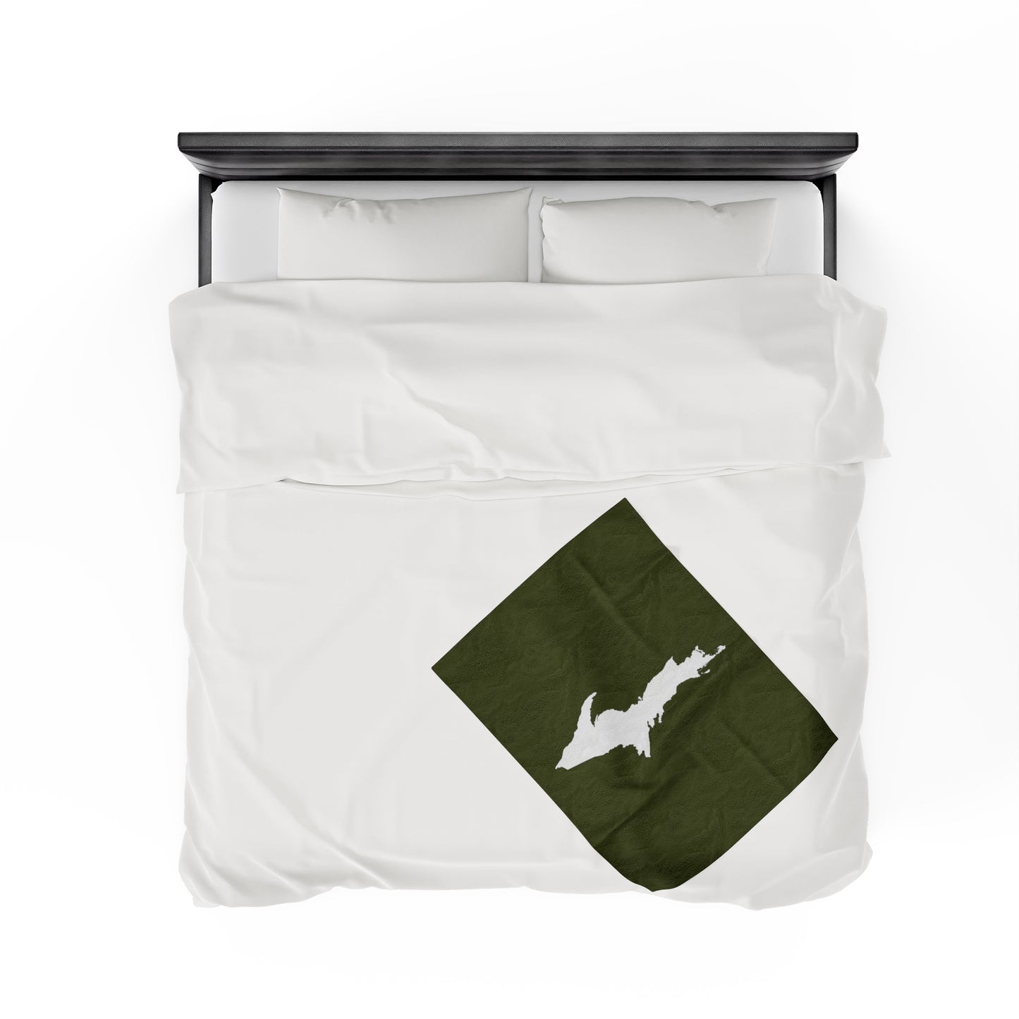 Michigan Upper Peninsula Plush Blanket (w/ UP Outline) | Army Green