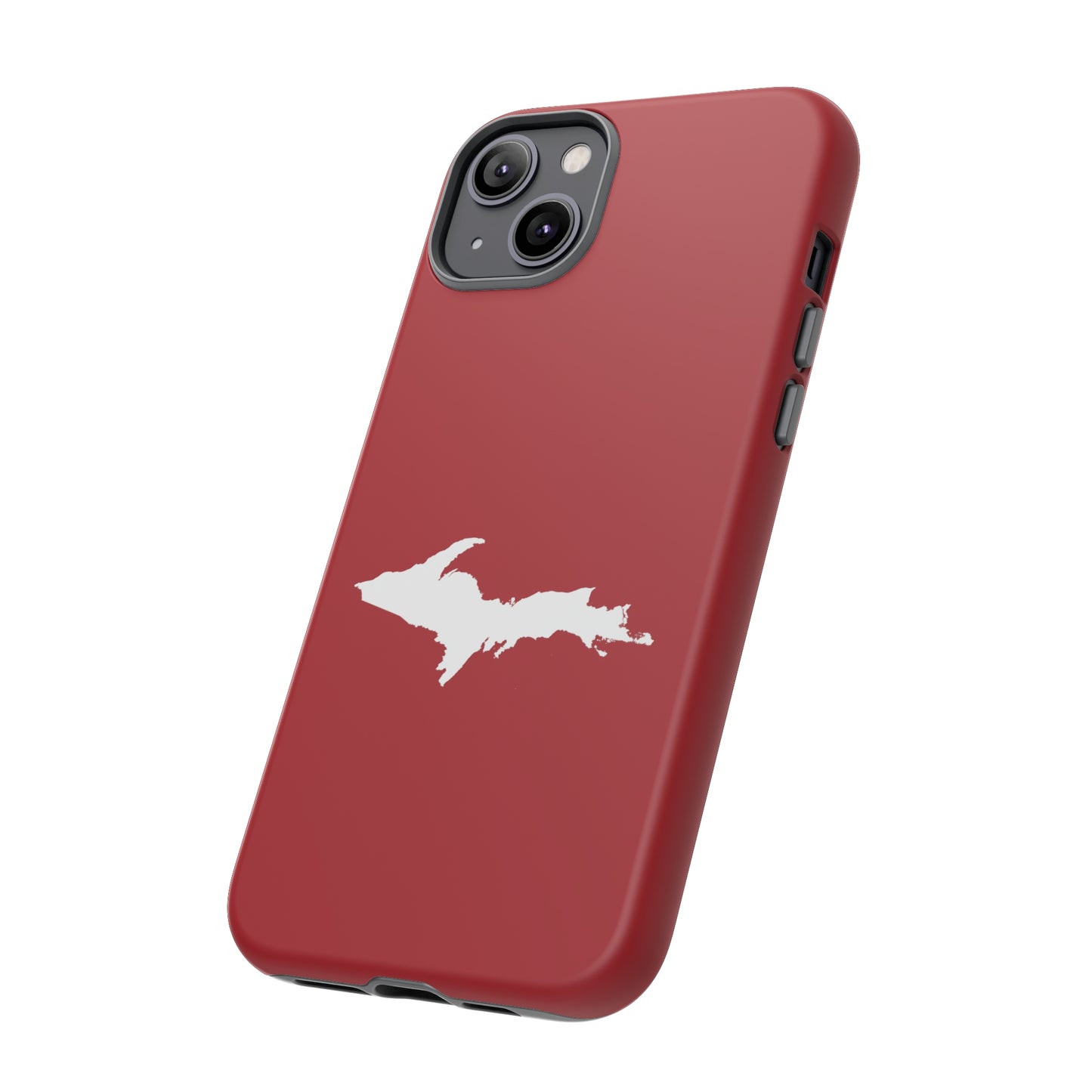 Michigan Upper Peninsula Tough Phone Case (Thimbleberry Red w/ UP Outline) | Apple iPhone