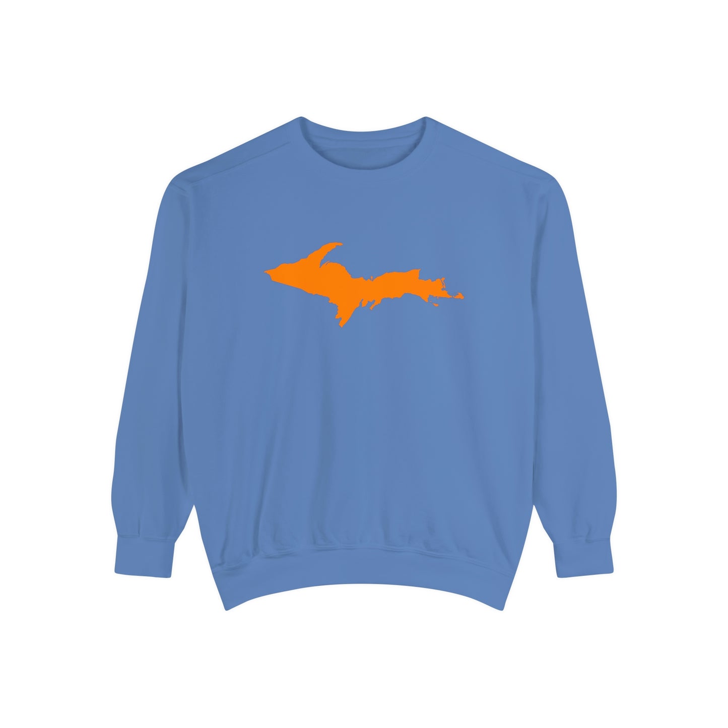 Michigan Upper Peninsula Sweatshirt (w/ Orange UP Outline) | Unisex Garment Dyed