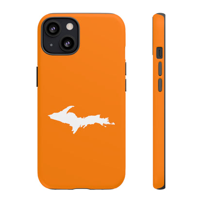 Michigan Upper Peninsula Tough Phone Case (Orange w/ UP Outline) | Apple iPhone