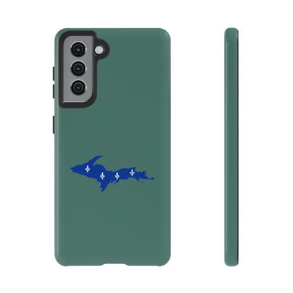 Michigan Upper Peninsula Tough Phone Case (Copper Green w/ UP Quebec Flag Outline) | Samsung & Pixel Android