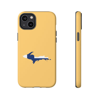 Michigan Upper Peninsula Tough Phone Case (Citrine w/ UP Finland Flag Outline) | Apple iPhone