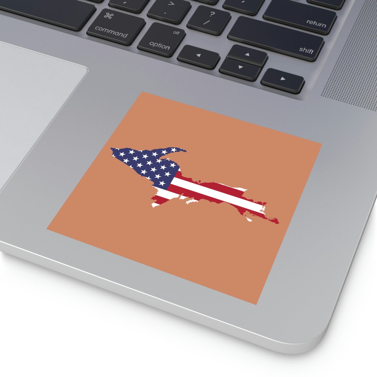 Michigan Upper Peninsula Square Sticker (Copper w/ UP USA Flag Outline) | Indoor/Outdoor