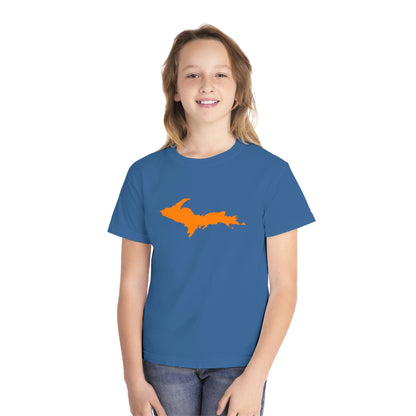 Michigan Upper Peninsula T-Shirt (w/ Orange UP Outline) | Youth Garment-Dyed