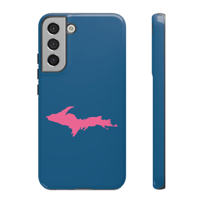 Michigan Upper Peninsula Tough Phone Case (Blueberry w/ Pink UP Outline) | Samsung & Pixel Android