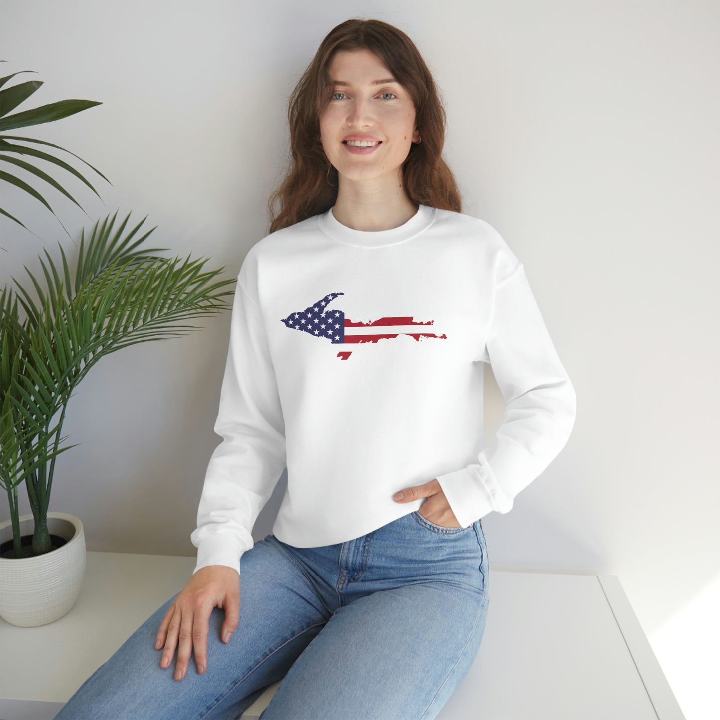 Michigan Upper Peninsula Sweatshirt (w/ UP USA Flag Outline) | Unisex Standard