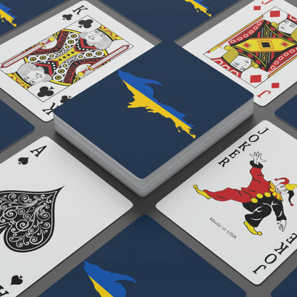 Michigan Upper Peninsula Poker Cards (Navy w/ UP Ukraine Flag Outline)