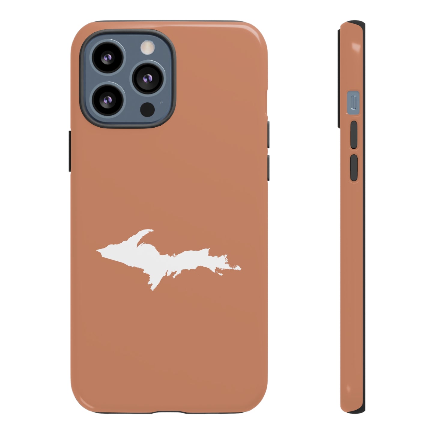 Michigan Upper Peninsula Tough Phone Case (Copper Color w/ UP Outline) | Apple iPhone