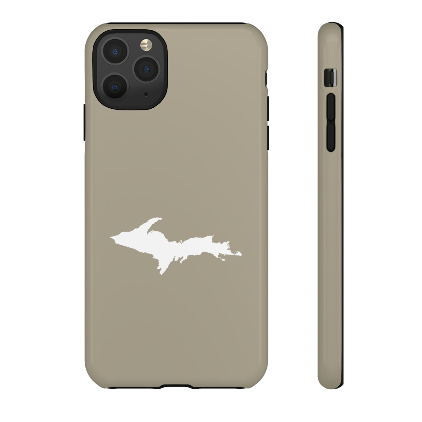 Michigan Upper Peninsula Tough Phone Case (Petoskey Stone Beige w/ UP Outline) | Apple iPhone