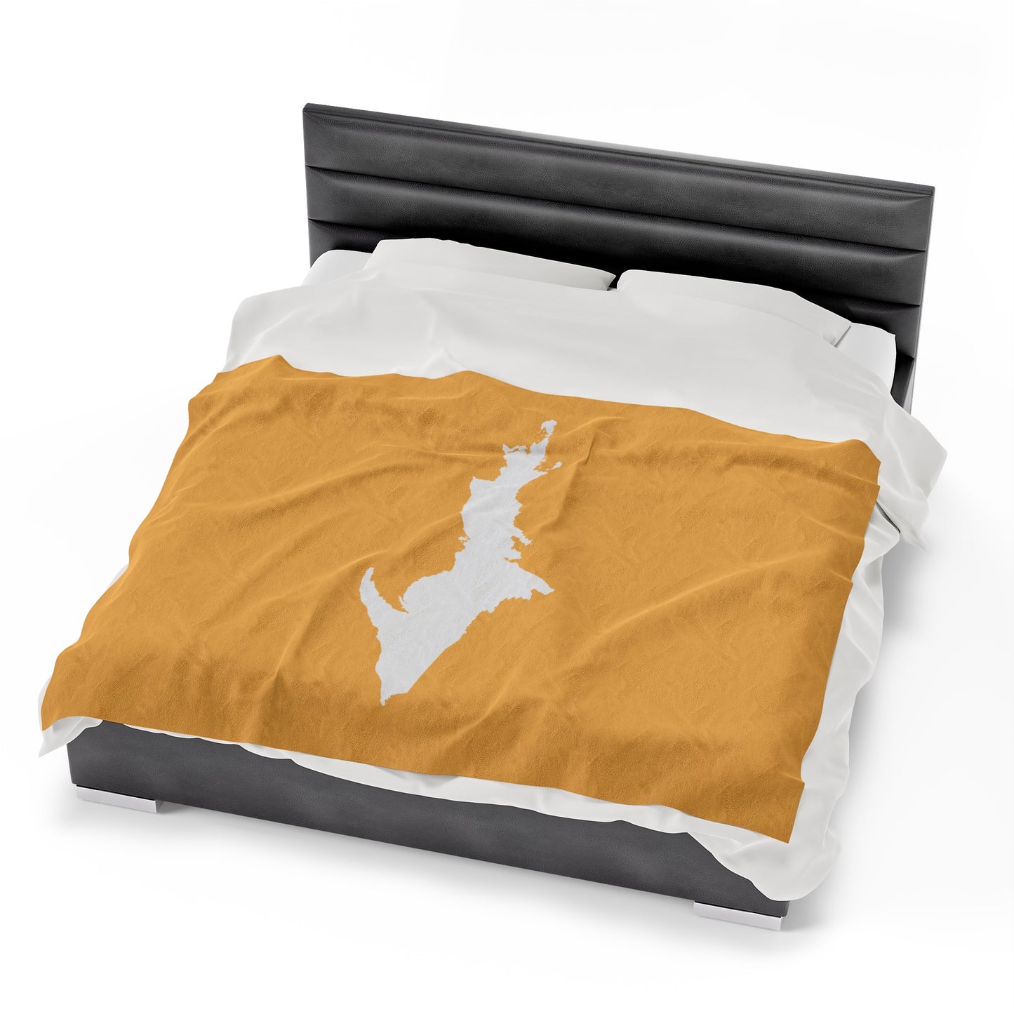 Michigan Upper Peninsula Plush Blanket (w/ UP Outline) | Citrine