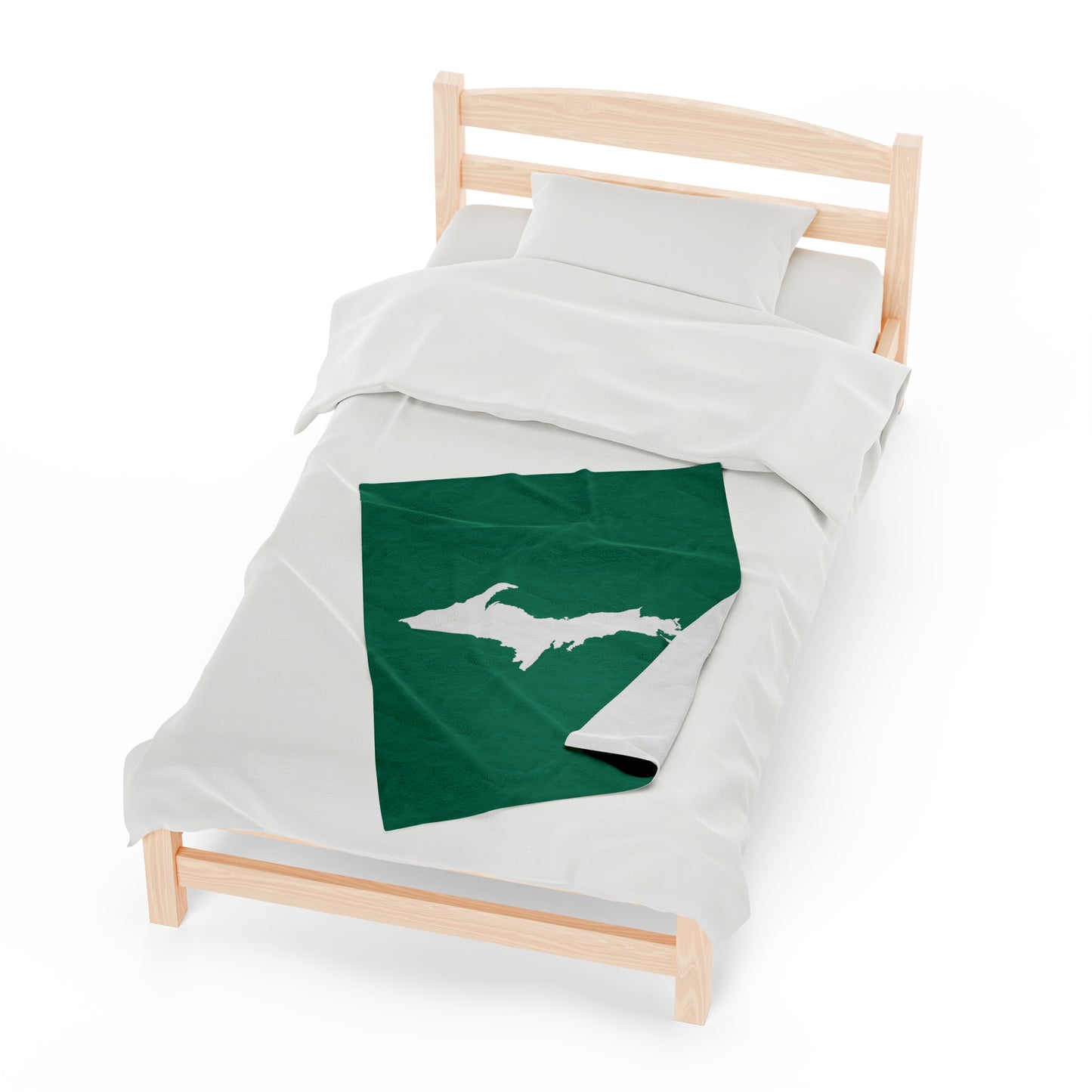 Michigan Upper Peninsula Plush Blanket (w/ UP Outline) | Emerald Green