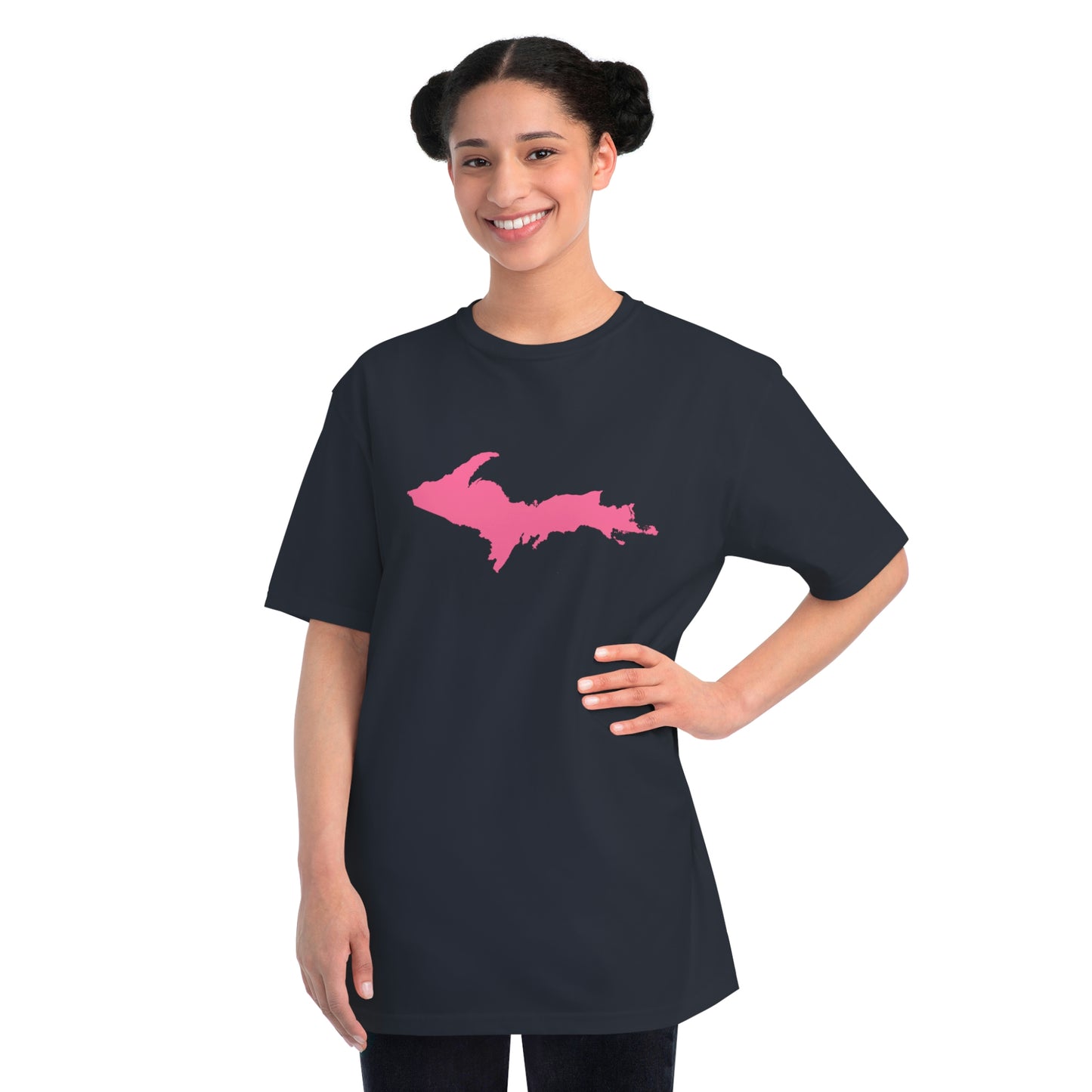 Michigan Upper Peninsula T-Shirt (w/ Pink UP Outline) | Organic Unisex