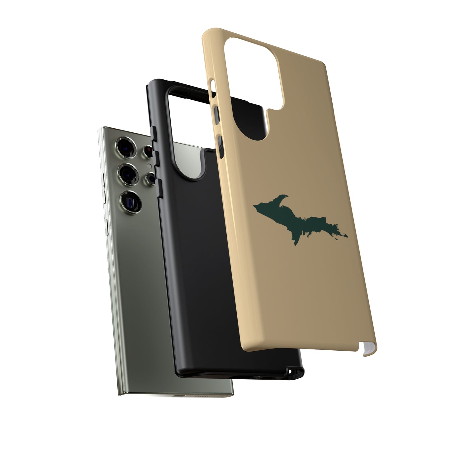 Michigan Upper Peninsula Tough Phone Case (Maple Color w/ Green UP Outline) | Samsung & Pixel Android