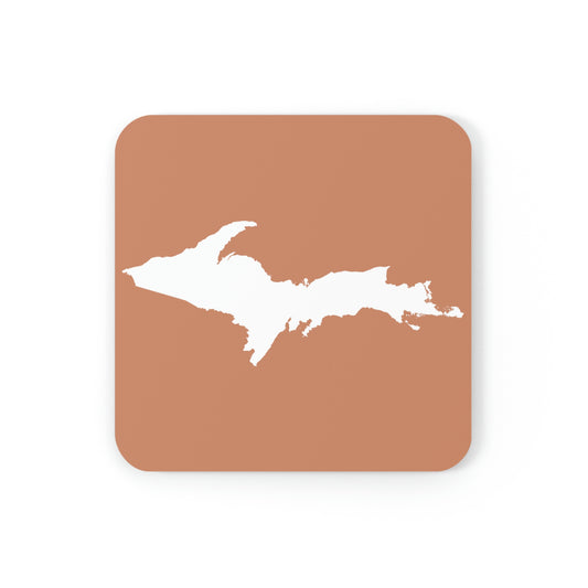 Michigan Upper Peninsula Coaster Set (Copper Color w/ UP Outline) | Corkwood - 4 pack