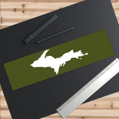 Michigan Upper Peninsula Bumper Sticker (w/ UP Outline) | Army Green Background