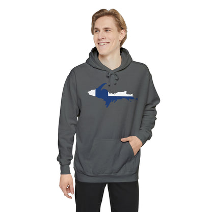 Michigan Upper Peninsula Hoodie (w/ UP Finland Flag Outline) | Unisex Garment-Dyed