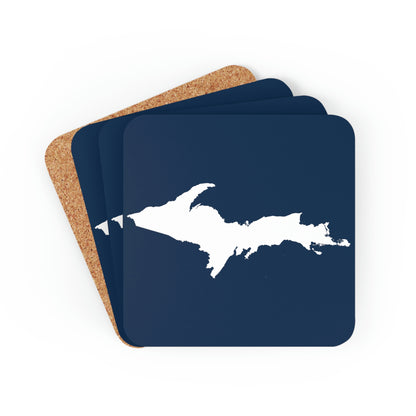 Michigan Upper Peninsula Coaster Set (Navy w/ UP Outline) | Corkwood - 4 pack