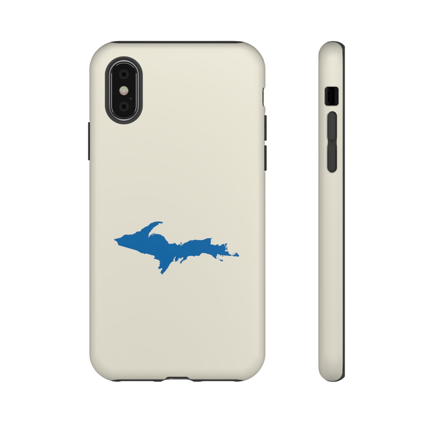 Michigan Upper Peninsula Tough Phone Case (Ivory Color w/ Azure UP Outline) | Apple iPhone