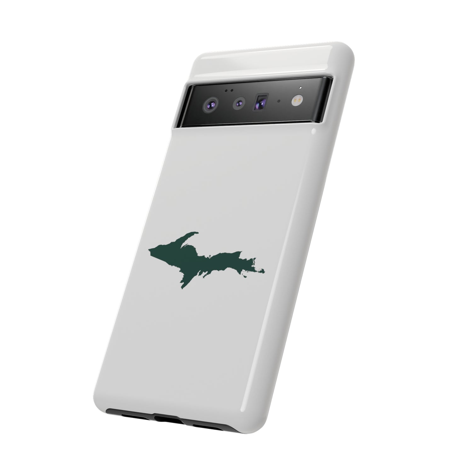 Michigan Upper Peninsula Tough Phone Case (Birch Bark White w/ Green UP Outline) | Samsung & Pixel Android