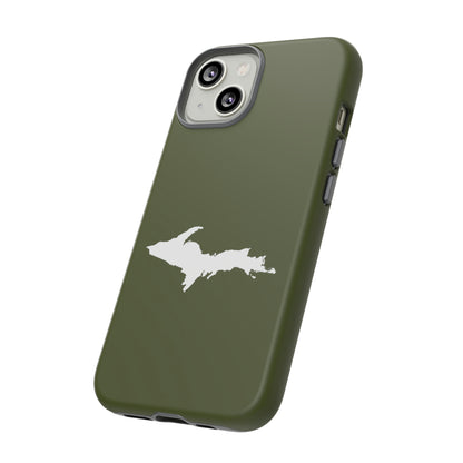 Michigan Upper Peninsula Tough Phone Case (Army Green w/ UP Outline) | Apple iPhone