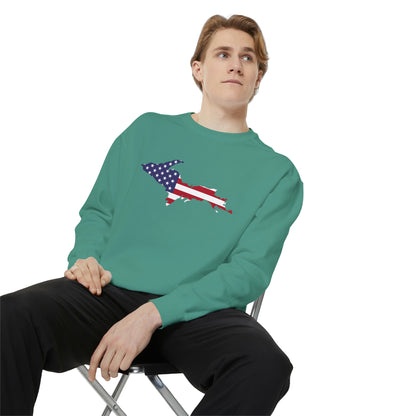 Michigan Upper Peninsula Sweatshirt (w/ UP USA Flag Outline) | Unisex Garment Dyed