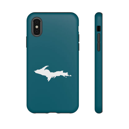 Michigan Upper Peninsula Tough Phone Case (Auburn Hills Teal w/ UP Outline) | Apple iPhone