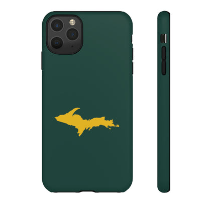 Michigan Upper Peninsula Tough Phone Case (Green w/ Gold UP Outline) | Apple iPhone