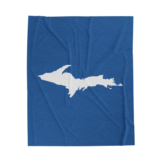 Michigan Upper Peninsula Plush Blanket (w/ UP Outline) | Lake Superior Blue