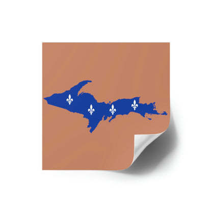 Michigan Upper Peninsula Square Sticker (Copper Color w/ UP Quebec Flag Outline) | Indoor/Outdoor