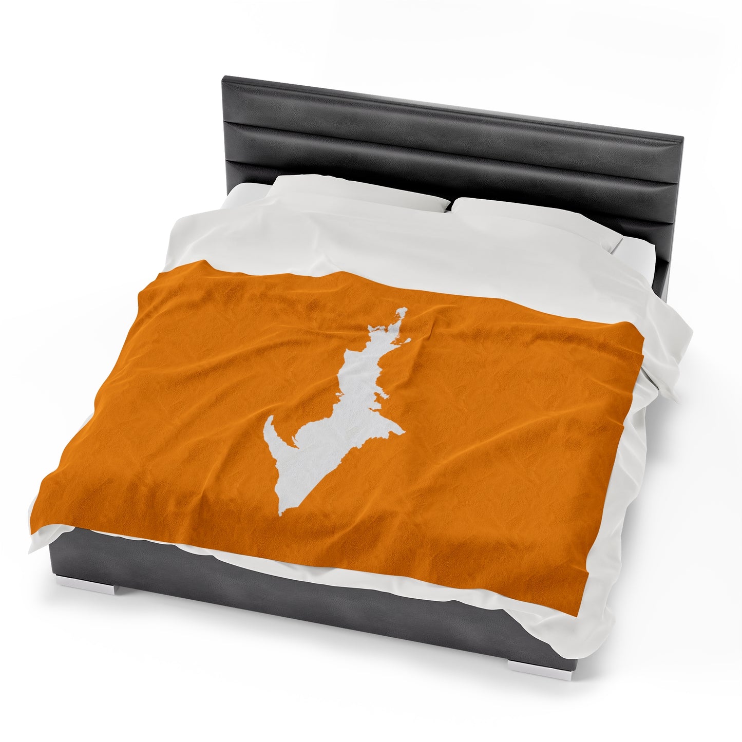 Michigan Upper Peninsula Plush Blanket (w/ UP Outline) | Birch Leaf Orange