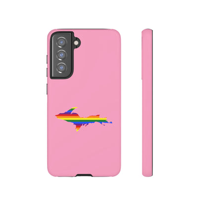 Michigan Upper Peninsula Tough Phone Case ('67 Caddie Pink w/ UP Pride Flag Outline) | Samsung & Pixel Android