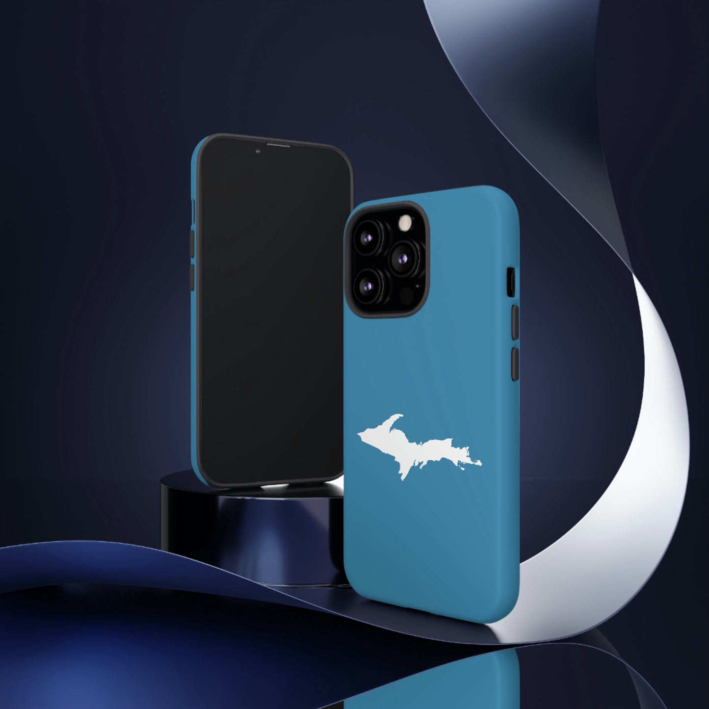 Michigan Upper Peninsula Tough Phone Case (Lake Michigan Blue w/ UP Outline) | Apple iPhone