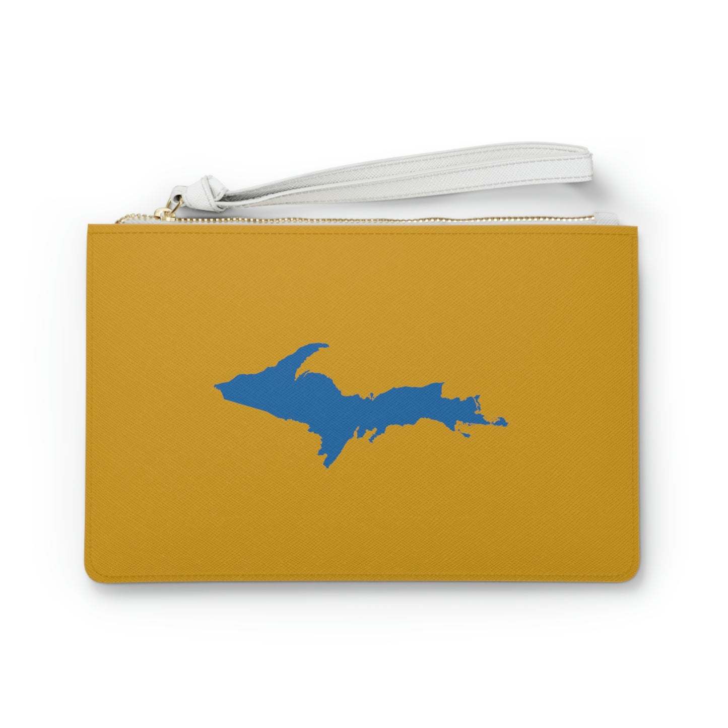 Michigan Upper Peninsula Clutch Bag (Gold w/ Azure UP Outline)