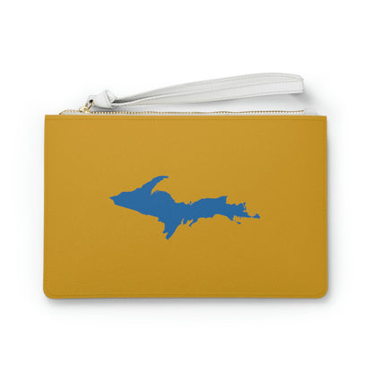 Michigan Upper Peninsula Clutch Bag (Gold w/ Azure UP Outline)