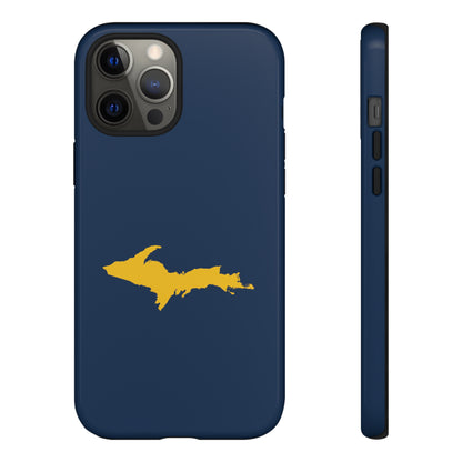 Michigan Upper Peninsula Tough Phone Case (Navy w/ Gold UP Outline) | Apple iPhone