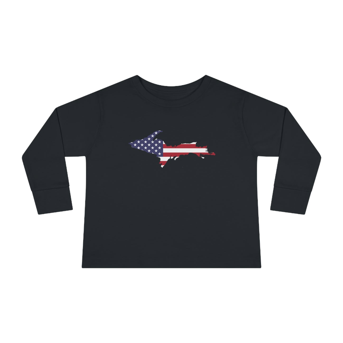 Michigan Upper Peninsula T-Shirt (w/ UP USA Flag Outline) | Toddler Long Sleeve