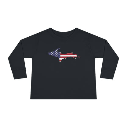 Michigan Upper Peninsula T-Shirt (w/ UP USA Flag Outline) | Toddler Long Sleeve