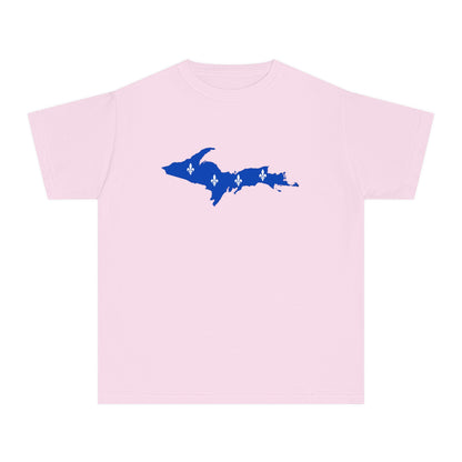 Michigan Upper Peninsula T-Shirt (w/ UP Quebec Flag Outline) | Youth Garment-Dyed