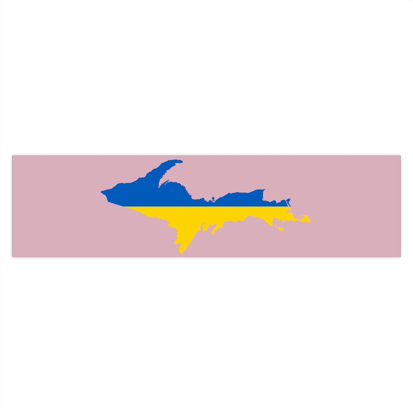 Michigan Upper Peninsula Bumper Stickers (w/ UP Ukraine Flag Outline) | Pink Background