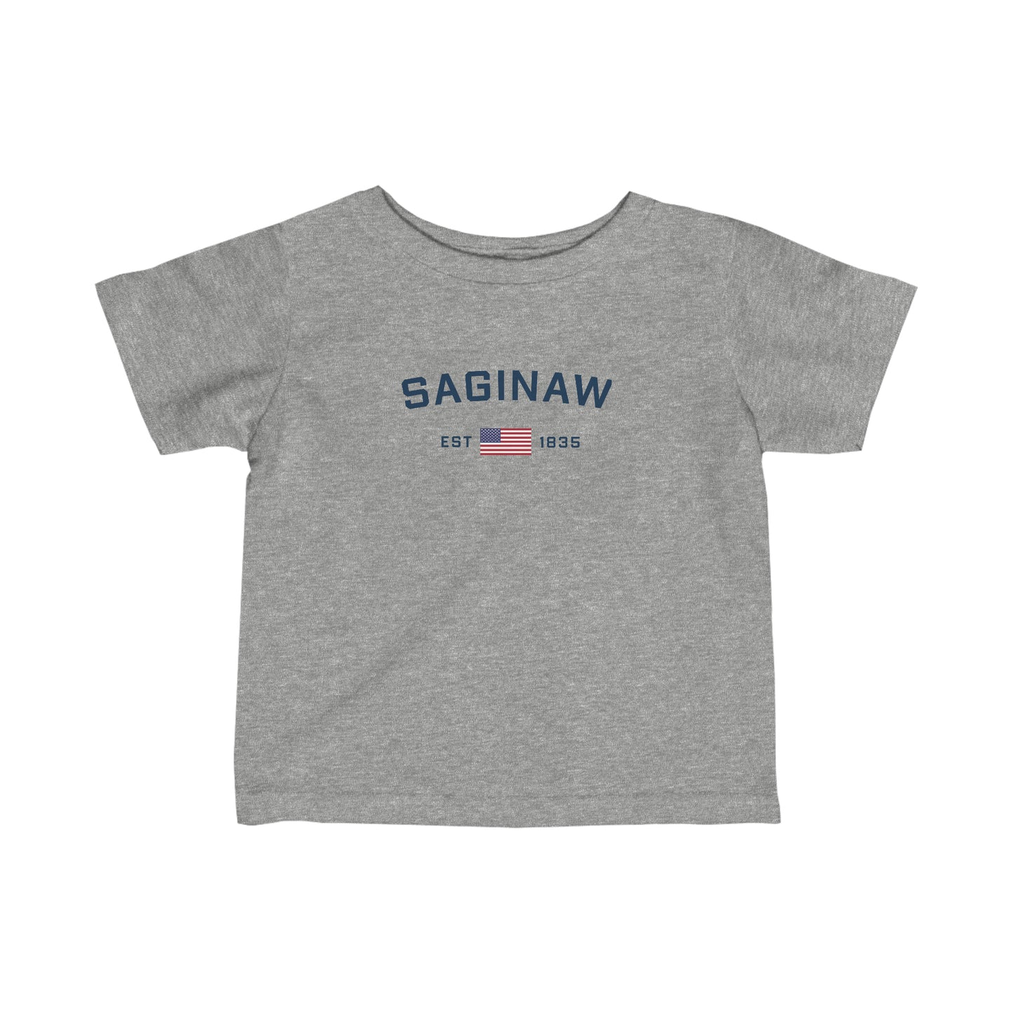 'Saginaw EST 1835' T-Shirt (w/USA Flag Outline) |  Infant Short Sleeve