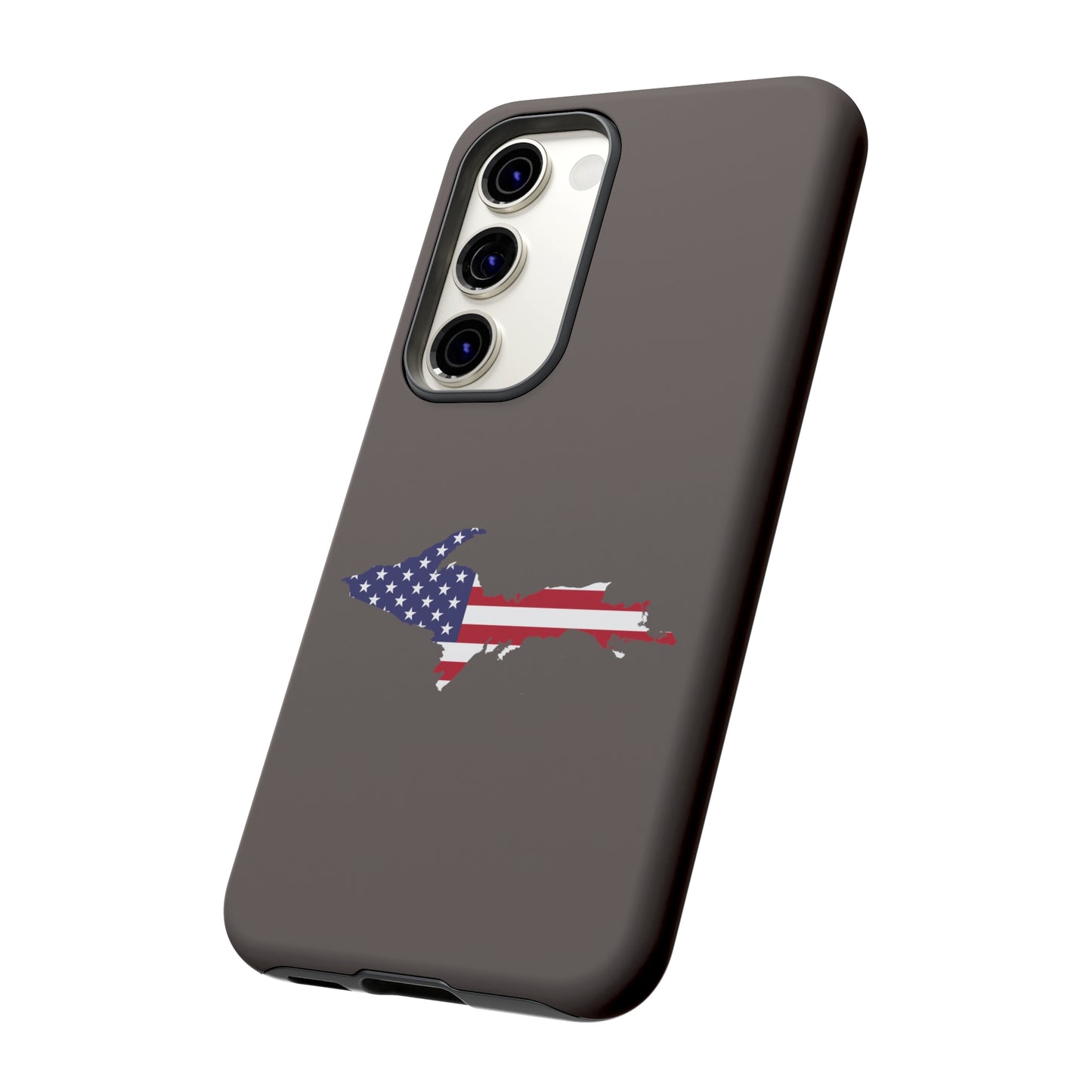 Michigan Upper Peninsula Tough Phone Case (Warren Tank Grey w/ UP USA Flag Outline) | Samsung & Pixel Android