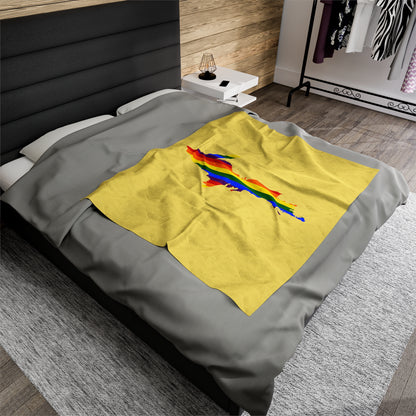 Michigan Upper Peninsula Plush Blanket (w/ UP Pride Flag Outline) | Yellow Cherry