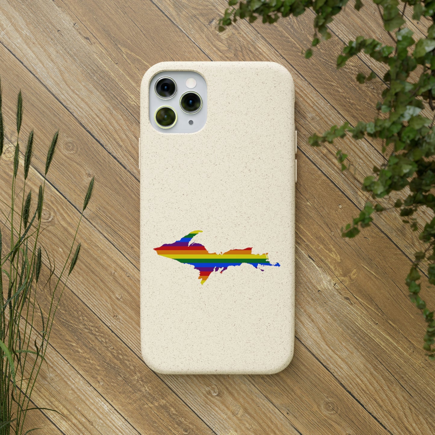 Michigan Upper Peninsula Biodegradable Phone Cases (w/ UP Pride Flag Outline) | Apple iPhone