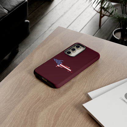 Michigan Upper Peninsula Tough Phone Case (Old Mission Burgundy w/ UP USA Flag Outline) | Samsung & Pixel Android