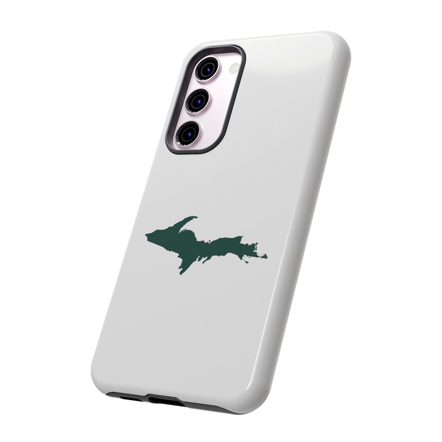 Michigan Upper Peninsula Tough Phone Case (Birch Bark White w/ Green UP Outline) | Samsung & Pixel Android