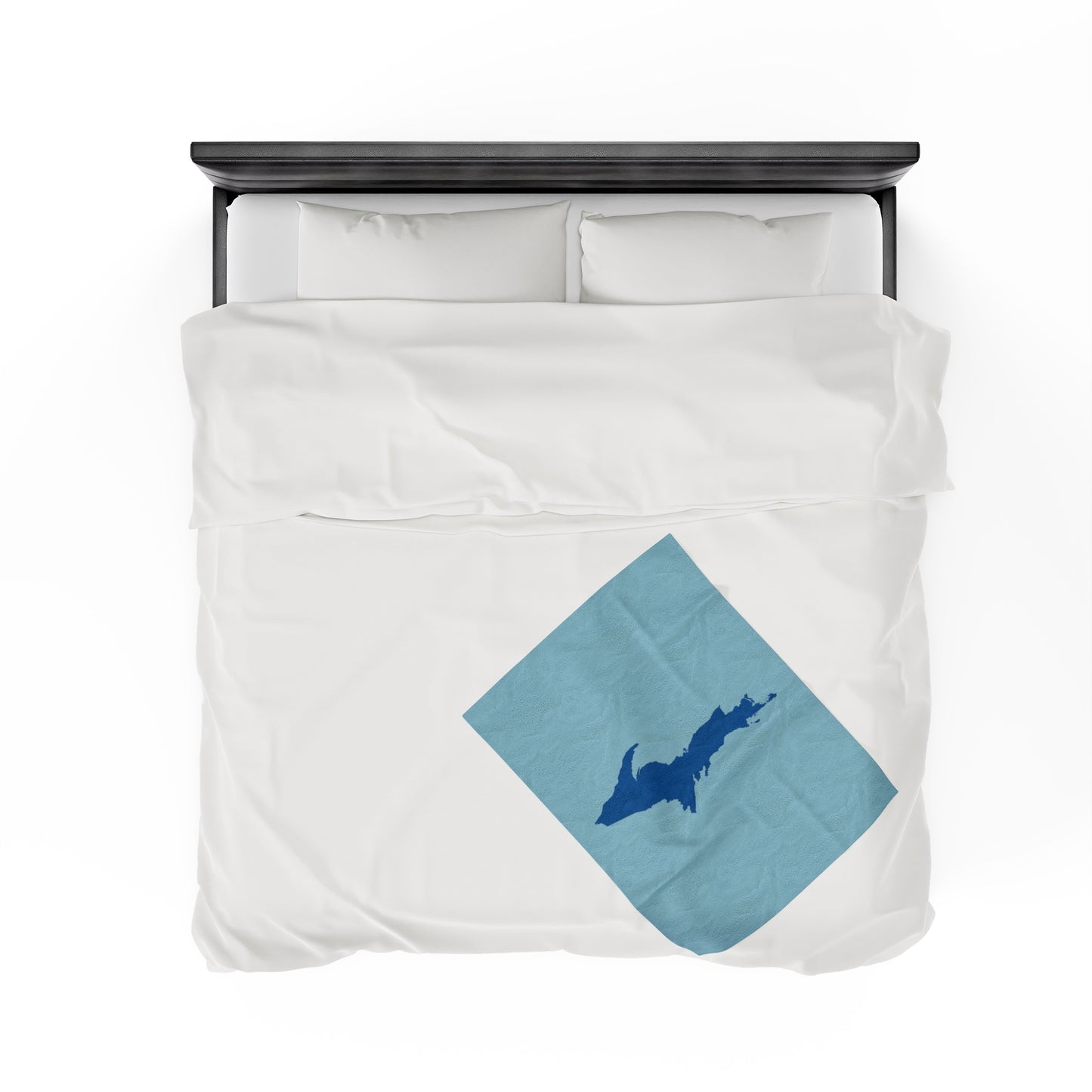 Michigan Upper Peninsula Plush Blanket (w/ Azure UP Outline) | '58 Caddie Blue