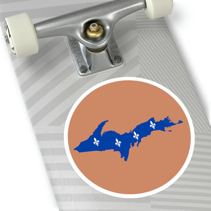 Michigan Upper Peninsula Round Stickers (Copper Color w/ UP Quebec Flag Outline) | Indoor\Outdoor