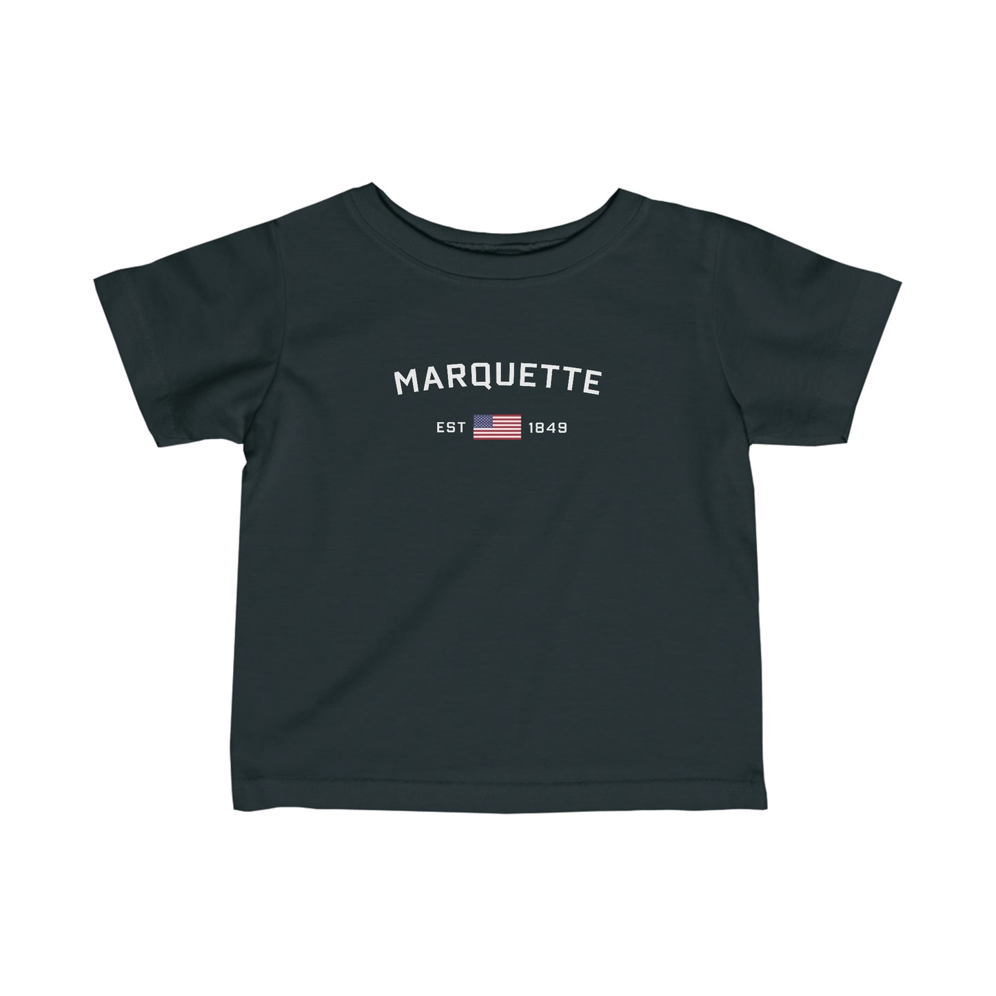 'Marquette EST 1849' T-Shirt (w/USA Flag Outline) |  Infant Short Sleeve