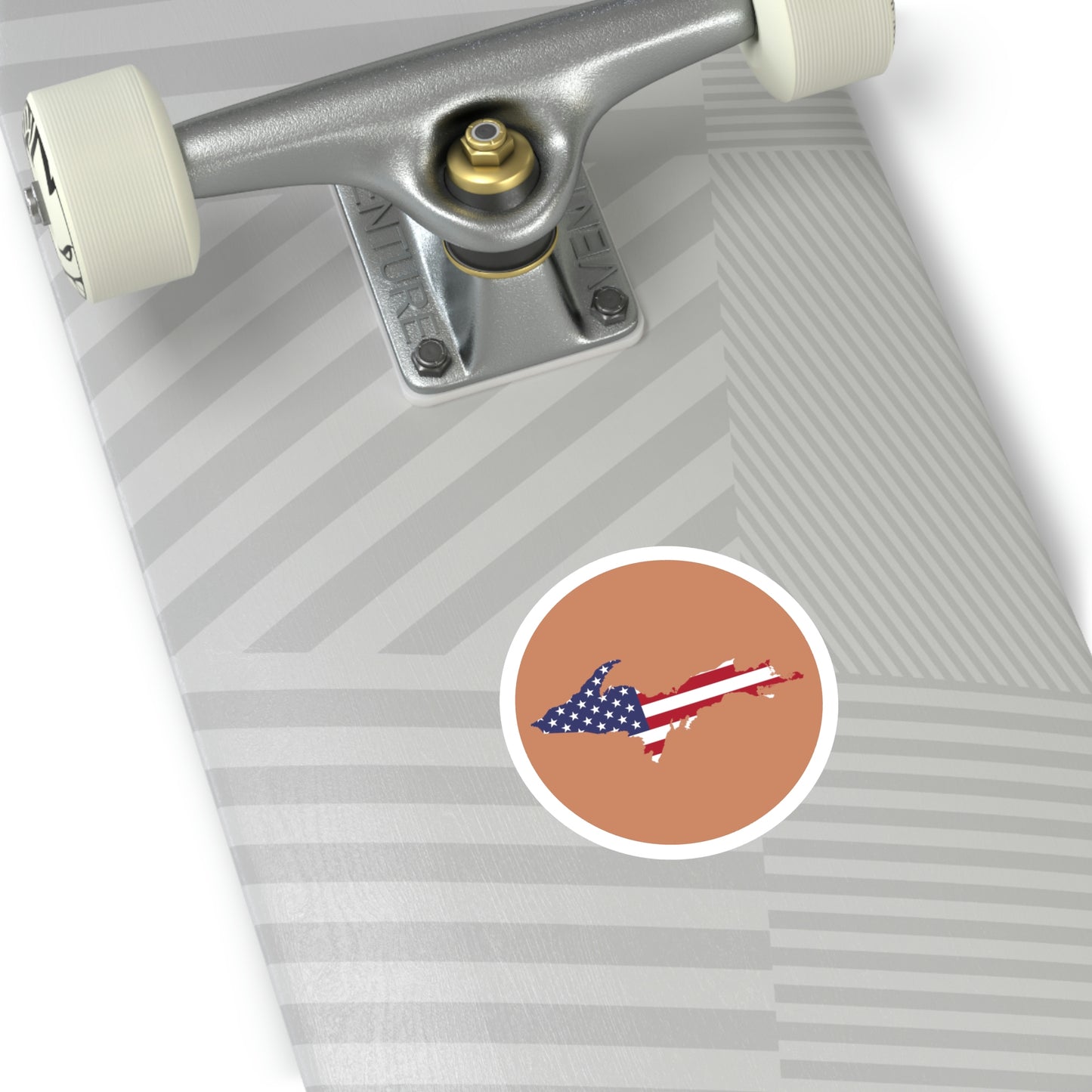 Michigan Upper Peninsula Round Stickers (Copper w/ UP USA Flag Outline) | Indoor\Outdoor